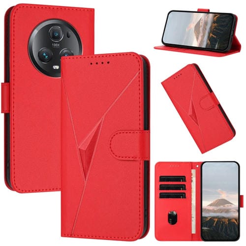 Funda de Cuero con Cierre de Hebilla y Diseño Triangular para Honor Magic5 Pro (Rojo)