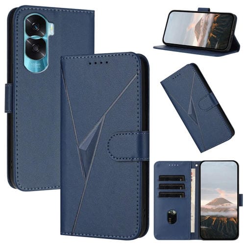 Funda de Cuero con Cierre de Hebilla y Diseño Triangular para Honor X50I y Honor 90 Lite (Azul Real)