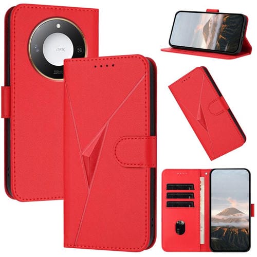 Funda de Cuero con Hebilla y Diseño Triangular para Honor X60/X9C (Roja)