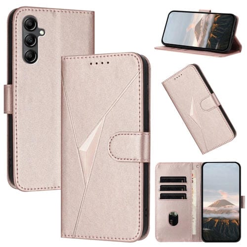 Funda Cuero Samsung Galaxy A16 4G Cierre Hebilla Diseño Triangular (Oro Rosa)