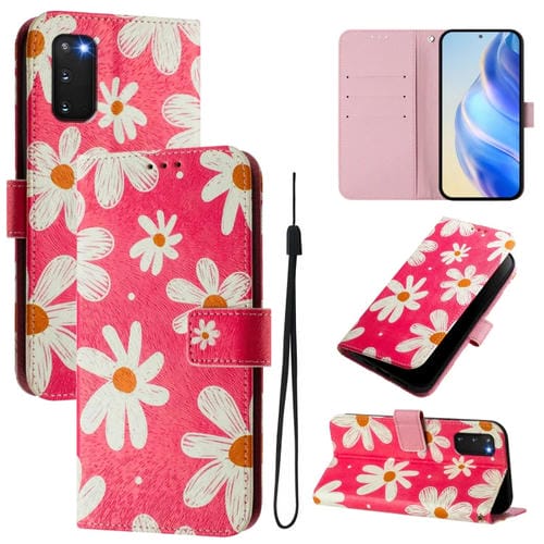Funda de Cuero para Teléfono Samsung Galaxy S20 FE 4G con Patrón de Dibujo Artístico (Margarita Rosa)