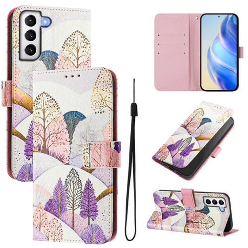 Funda de Cuero para Teléfono Samsung Galaxy S21+ 5G con Patrón de Dibujo Artístico en Color (Paisaje)