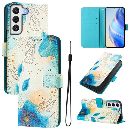Funda de Cuero para Teléfono Samsung Galaxy S22+ 5G con Patrón de Dibujo Artístico en Color (Flores Florecientes)