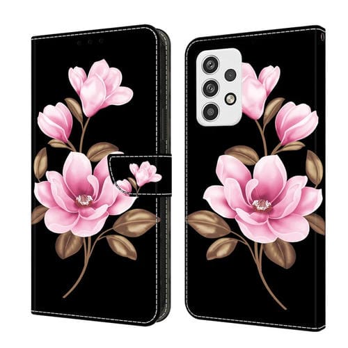 Funda Cuero Samsung Galaxy A33 5G Pintada a Mano Flores Negras