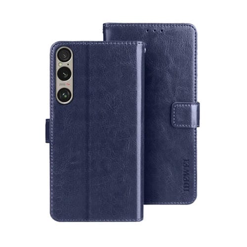 Funda de Cuero Crazy Horse para Sony Xperia 1 Vi (Azul)