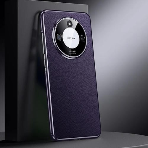 Funda de Cuero Genuino con PC para Honor X60 (Morado Oscuro)