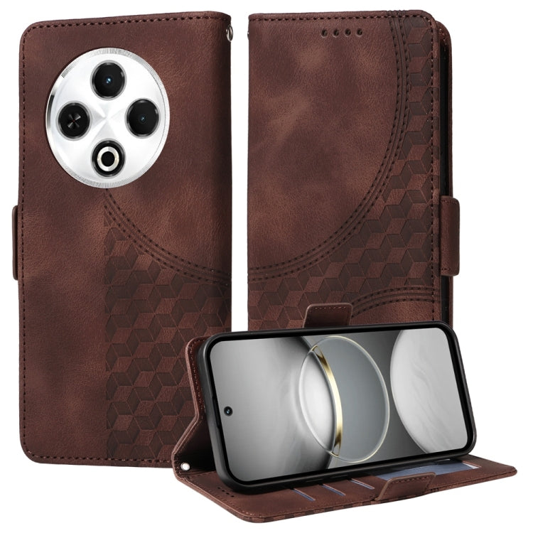 Funda Cuero Tecno Spark 30 4G Diseño Rombos Estrellas (Marrón)