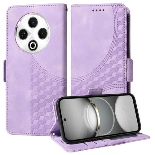 Funda de Cuero para Tecno Spark 30 4G con Rombos En Relieve y Estrellas (Morado)