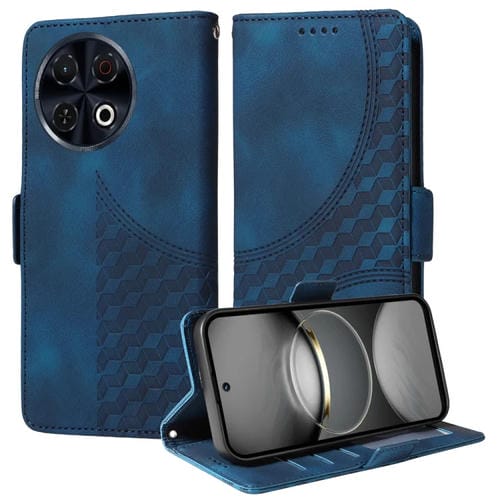 Funda de Cuero para Tecno Spark 30 Pro 4G con Diseño de Rombos y Estrellas en Relieve (Azul)