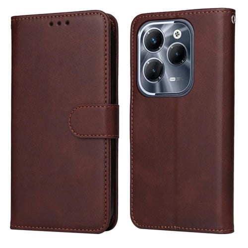 Funda de Cuero con Tapa Textura Clásica Becerro para Infinix Hot 40 y Hot 40 Pro (Marrón)
