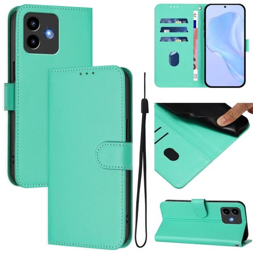 Funda de Piel Sintética con Cordón para Cubot Note 40 con Tacto de Piel (Verde)