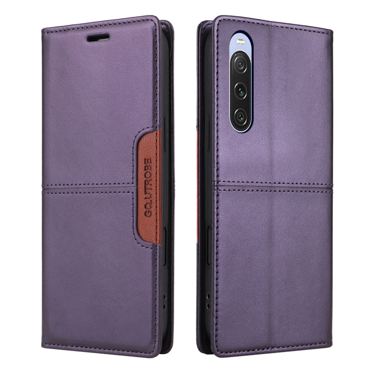 Funda de Cuero Antirrobo Rfid Gqutrobe G01 para Sony Xperia 10 V (Morado)
