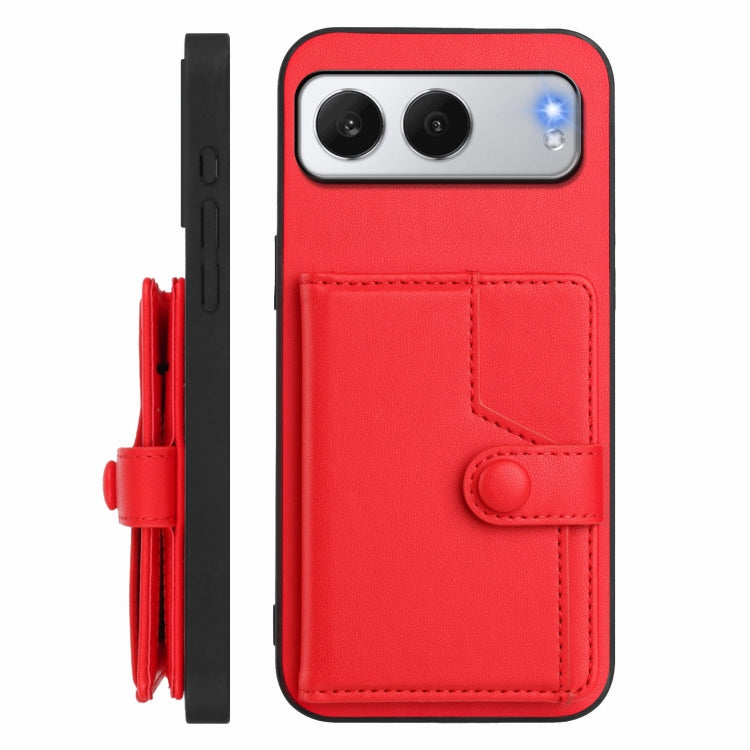 Funda para Teléfono OnePlus Nord Antirrobo con RFID y Tarjetero 4 Botones (Rojo)