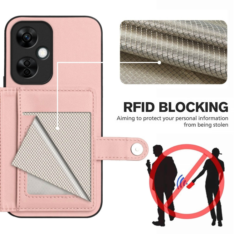 Funda para Teléfono Antirrobo OnePlus Nord CE 3 Lite con Botón y Tarjetero RFID (Rosa)