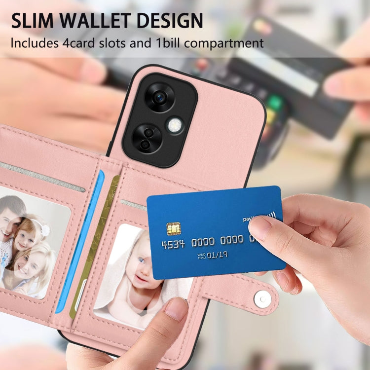 Funda para Teléfono Antirrobo OnePlus Nord CE 3 Lite con Botón y Tarjetero RFID (Rosa)