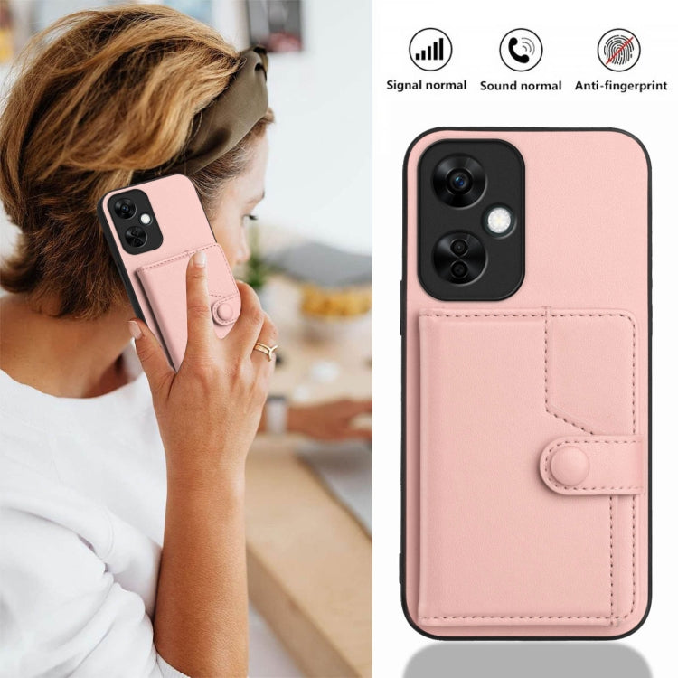 Funda para Teléfono Antirrobo OnePlus Nord CE 3 Lite con Botón y Tarjetero RFID (Rosa)