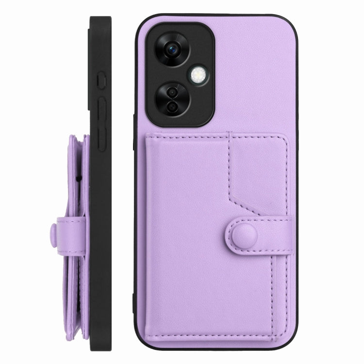 Funda para Teléfono OnePlus Nord CE 3 Lite Antirrobo con Botón y Tarjetero RFID (Morado)