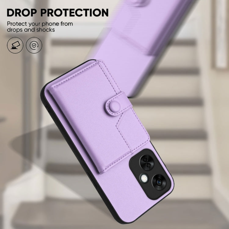 Funda para Teléfono OnePlus Nord CE 3 Lite Antirrobo con Botón y Tarjetero RFID (Morado)
