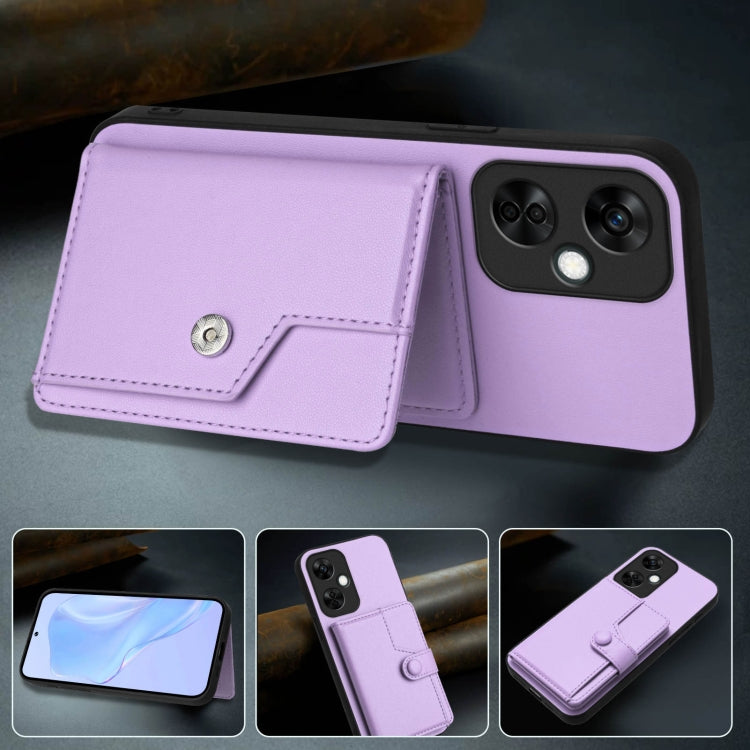Funda para Teléfono OnePlus Nord CE 3 Lite Antirrobo con Botón y Tarjetero RFID (Morado)