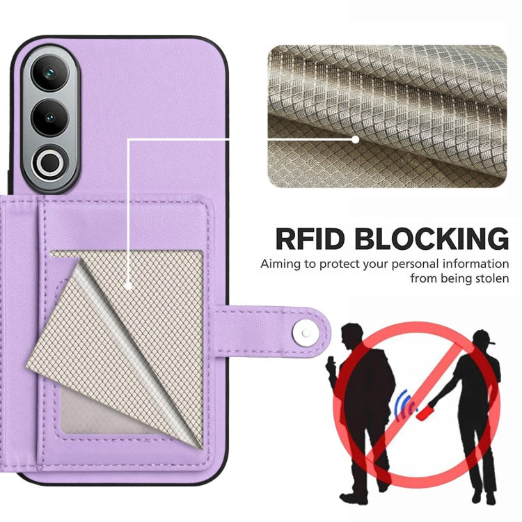 Funda Antirrobo para OnePlus Nord Ce4 con Botón y Tarjetero (Morado)