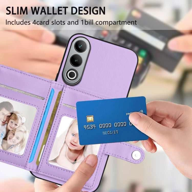 Funda Antirrobo para OnePlus Nord Ce4 con Botón y Tarjetero (Morado)