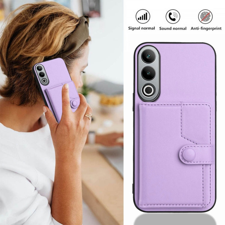 Funda Antirrobo para OnePlus Nord Ce4 con Botón y Tarjetero (Morado)