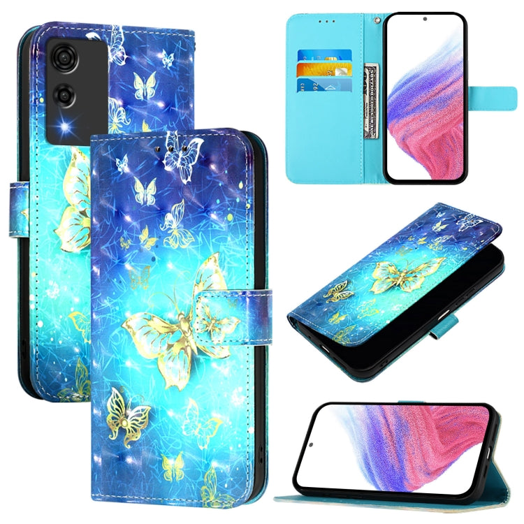 Funda de Cuero con Tapa Horizontal y Pintura 3D para Cubot A10 (Mariposa Dorada)