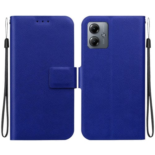 Funda de Cuero Ultradelgada con Hebilla Magnética para Motorola Moto G14 (Azul)
