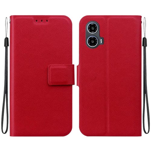 Funda de Cuero Ultradelgada con Hebilla Magnética para Motorola Moto G34 (Rojo)