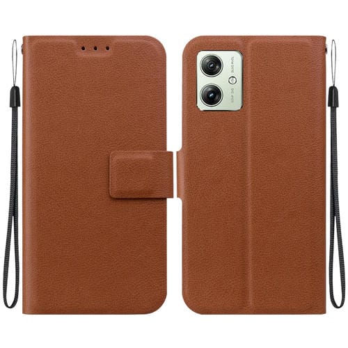 Funda de Cuero con Hebilla Magnética Ultrafina para Motorola Moto G54 (Marrón)