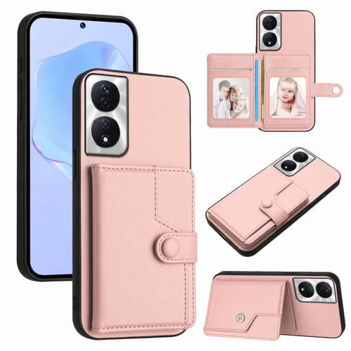 Funda Antirrobo Rfid con Botón para Tarjeta para Honor X7B Play 8T 5G (Rosa)