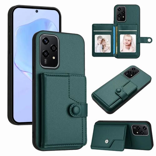 Funda Antirrobo para Honor 200 Lite 5G con Botón y Tarjetero RFID (Verde)