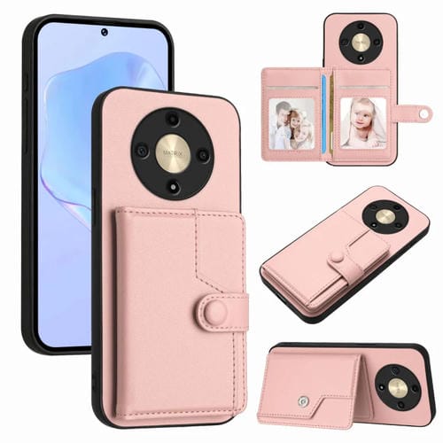 Funda Antirrobo para Honor X9B Magic6 Lite 5G con Botón y Tarjetero Rfid (Rosa)