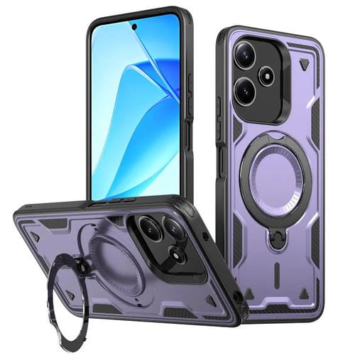 Funda híbrida de TPU con soporte de anillo MagSafe para Redmi 13 4G/5G/Note 13R (morada)
