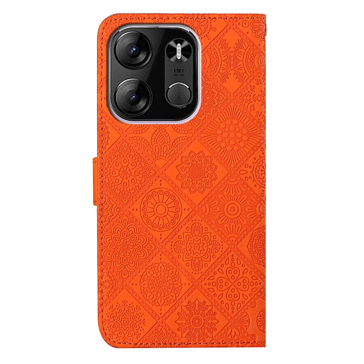 Funda Cuero Patrón Relieve Étnico Tecno Spark Go 2023 (Naranja)