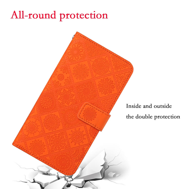 Funda Cuero Patrón Relieve Étnico Tecno Spark Go 2023 (Naranja)