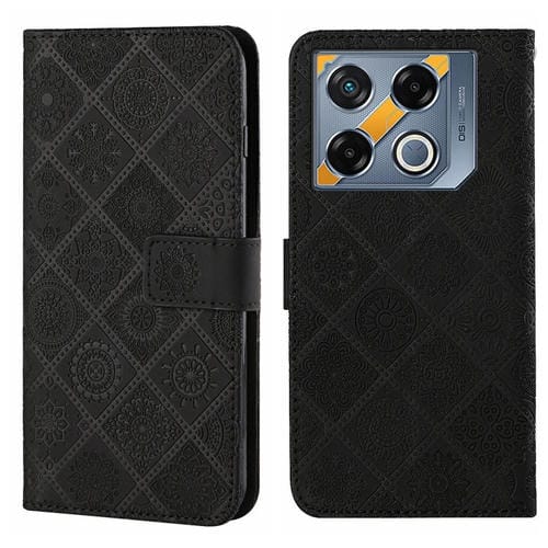 Funda de Cuero con Patrón en Relieve Étnico para Infinix Gt 20 Pro (Negro)