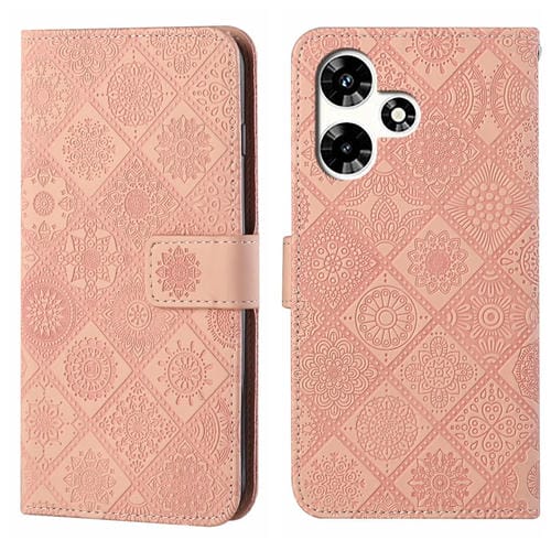 Funda de Cuero con Patrón en Relieve Estilo Étnico para Infinix Hot 30 4G (Rosa)