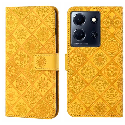 Funda de Cuero con Patrón En Relieve Estilo Étnico para Infinix Note 30 (Amarillo)
