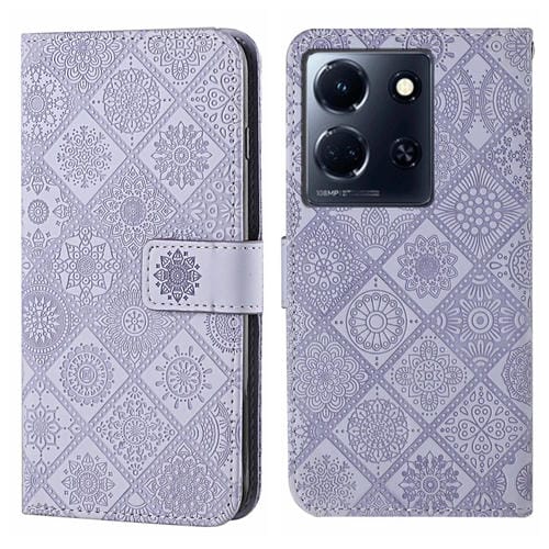 Funda de Cuero con Patrón en Relieve Estilo Étnico para Infinix Note 30 (Morado)