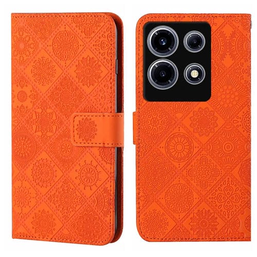 Funda de Cuero con Patrón en Relieve Estilo Étnico para Infinix Note 30 Vip (Naranja)