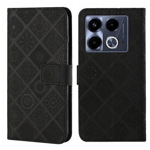 Funda de Cuero con Patrón en Relieve Estilo Étnico para Infinix Note 40 4G (Negro)