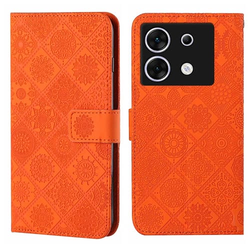 Funda de Cuero con Patrón en Relieve Estilo Étnico para Infinix Zero 30 5G (Naranja)