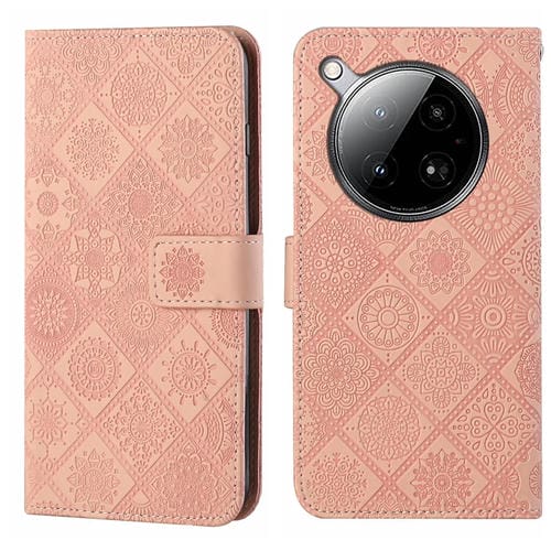 Funda de Cuero con Patrón en Relieve Estilo Étnico para Infinix Zero 40 4G (Rosa)
