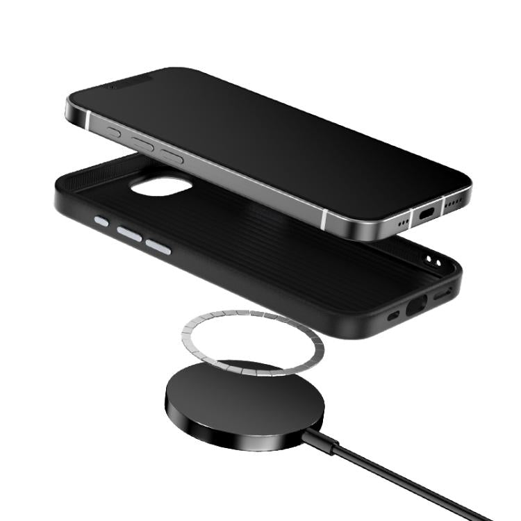 Funda Magnética Abeel para iPhone 16E 6D Micro Relief Magsafe (Fibra de Carbono Negra)
