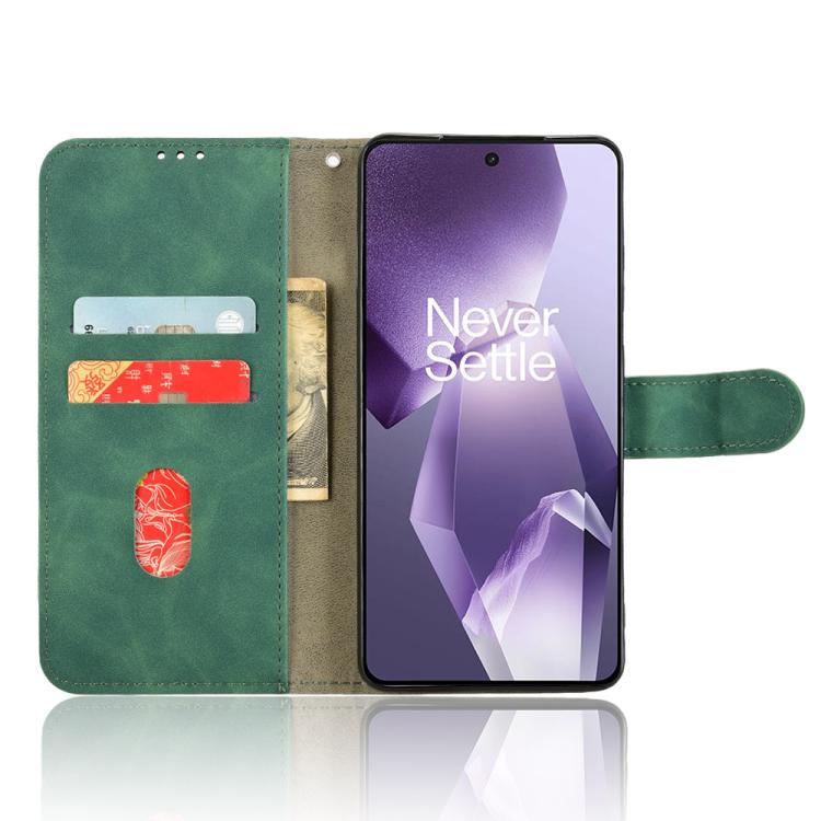 Funda de Cuero para OnePlus Ace 5 y Ace 5 Pro con Tapa Magnética y Tacto Sedoso (Verde)