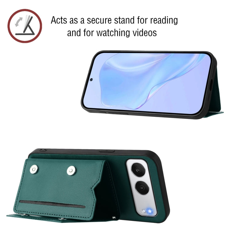Funda para Teléfono OnePlus Nord 4 con 4 Ranuras para Tarjetas y Correa para Muñeca (Verde)