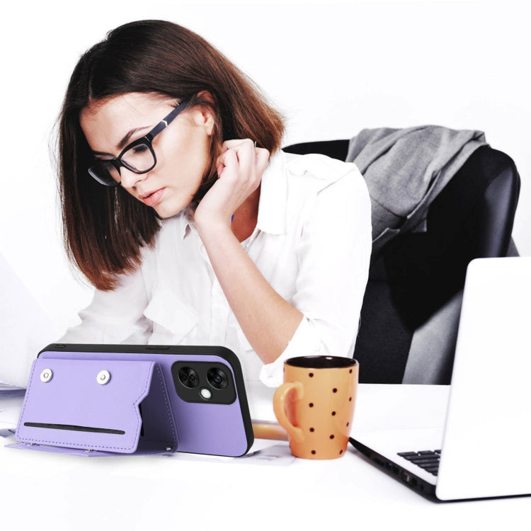 Funda para Teléfono OnePlus Nord Ce 3 Lite Skin Feel con 4 Ranuras y Correa (Morado)