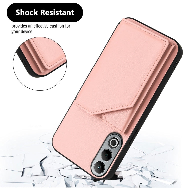 Funda para OnePlus Nord Ce4 con 4 Ranuras para Tarjetas y Correa para Muñeca (Rosa)
