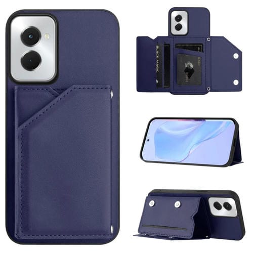 Funda para Teléfono Motorola Moto G Play 2024 5G con 4 Ranuras para Tarjetas y Correa (Azul)